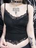 Готический Y2k Базовый облегающий женский топ-топ в стиле гранж-панк, черный, повседневный, с кружевной отделкой, сексуальный, с открытой спиной, альтернативная одежда, лето