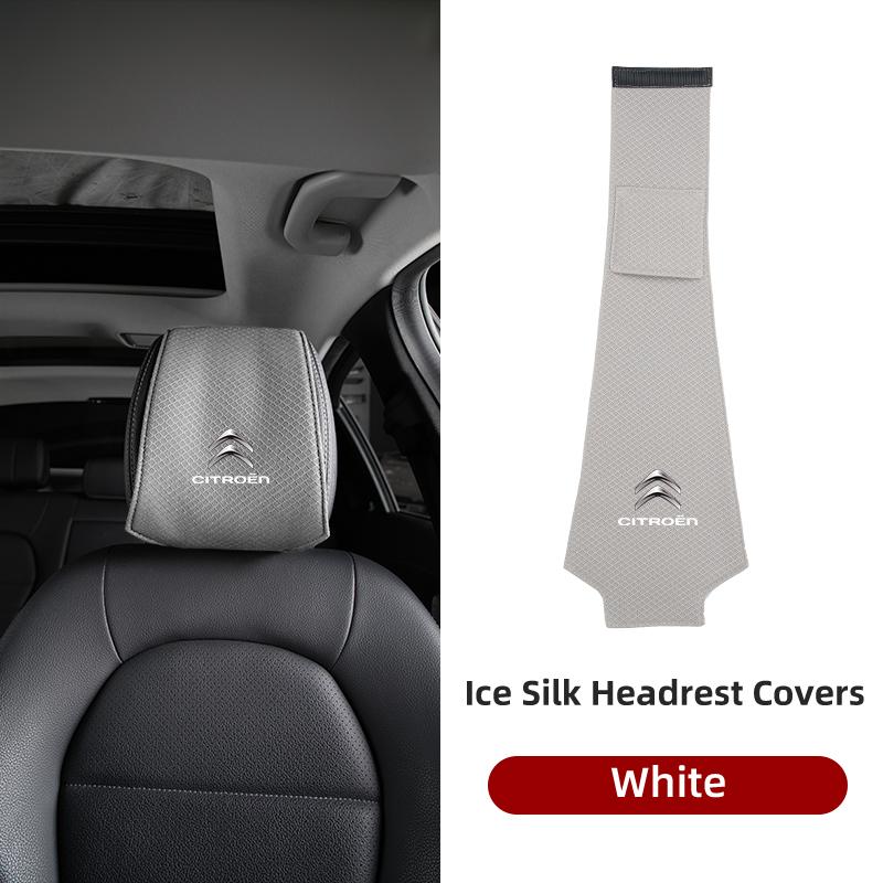 AIJ4   Ice Silk Car Headrest Cover Breathable Cooling For Citroen C4 C3 C5 C1 C2 Berlingo Celysee Cactus Picasso Aircross Saxo Grand
