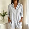 Soft Casual Outfits Women Striped Shirt for Summer Autumn, Button Down Single Breasted Blouse, Dressy Long Sleeve Collared Top Machine Washable Shirts