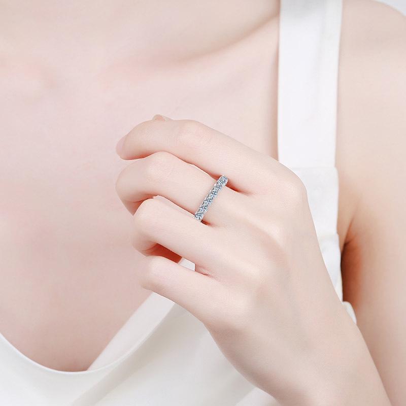 925 Sterling Silver Full Circle Moissanite Ring for Women - Luxury PT950 Gold-Plated Band