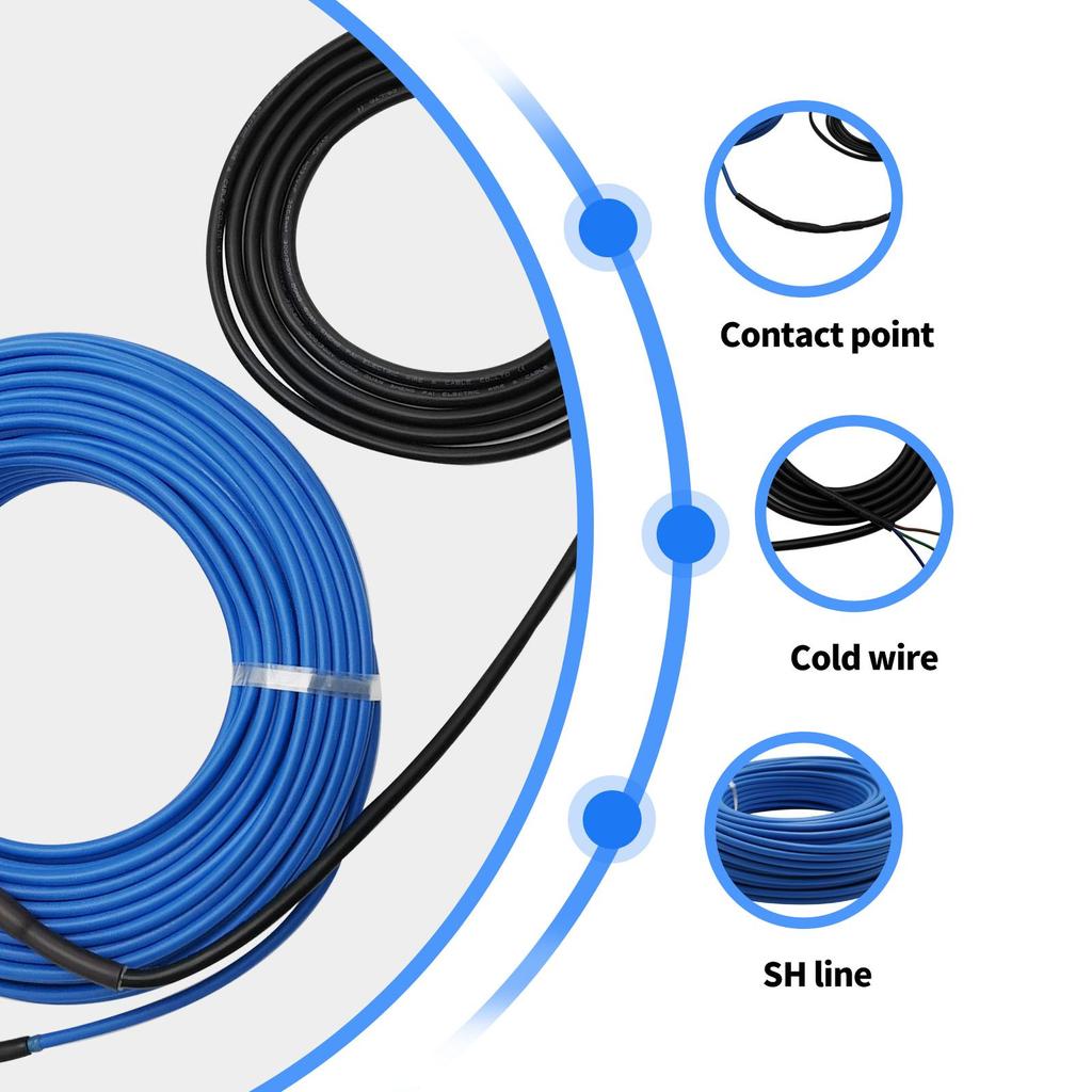 5-50 м двухпроводной инфракрасный теплый нагревательный провод 220 В 10 Вт/м нагревательный кабель для системы подогрева пола изолированный нагревательный кабель из сплава
