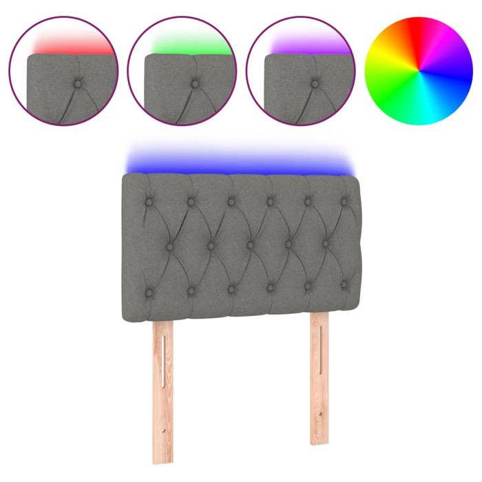 VidaXL LED Headboard Bedroom Furniture Single Bed Accessory Headboard Bed Frame Interior Dark Grey 3121923