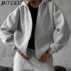 BITCED Повседневный кардиган в американском стиле на осень/зиму. Спортивный женский костюм-двойка: куртка с длинным рукавом и брюки в стиле уличной моды.