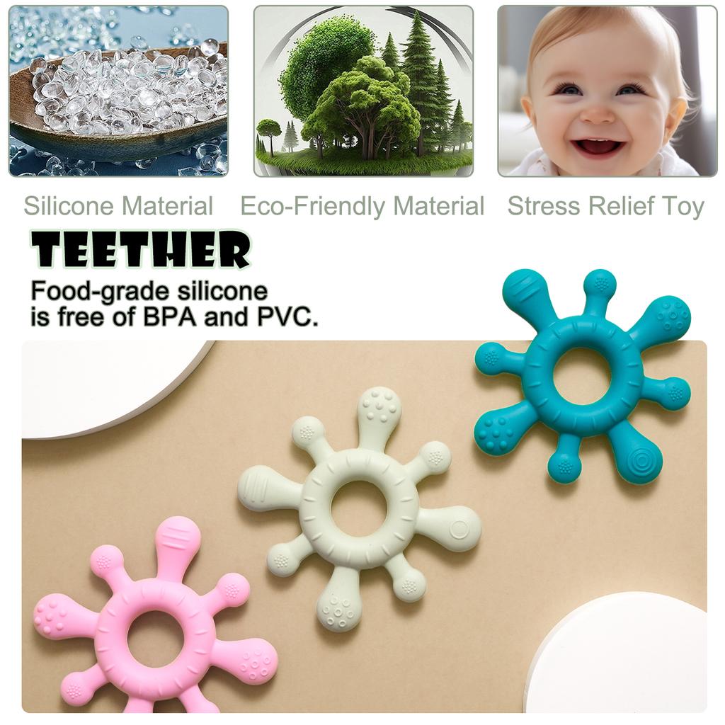 Color Kids 1PCS Baby Silicone Toys Cartoon Teething Toys Toddler Chewing Toy Training Molar Sensory Toys Newborn Accessories