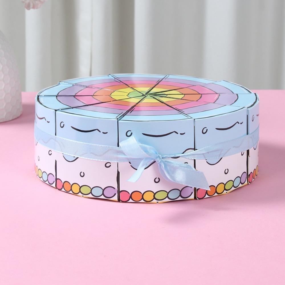 10PCS Paper Triangular Cake Shaped Gift Box Cartoon Combination Party Gift Packing Box DIY Birthday Party Favor Box Baby Shower