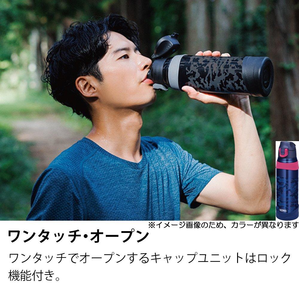 Термос для воды, спортивная бутылка с вакуумной изоляцией, открытая, темно-синяя, камуфляжная [One-Touch Type] 1,0 л FHQ-1001 NV-C