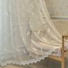 Embroidered Floral Sheer Luxury Beaded European Tulle Curtain - Romantic Vintage Faux Linen Voile Bay Window Drapes