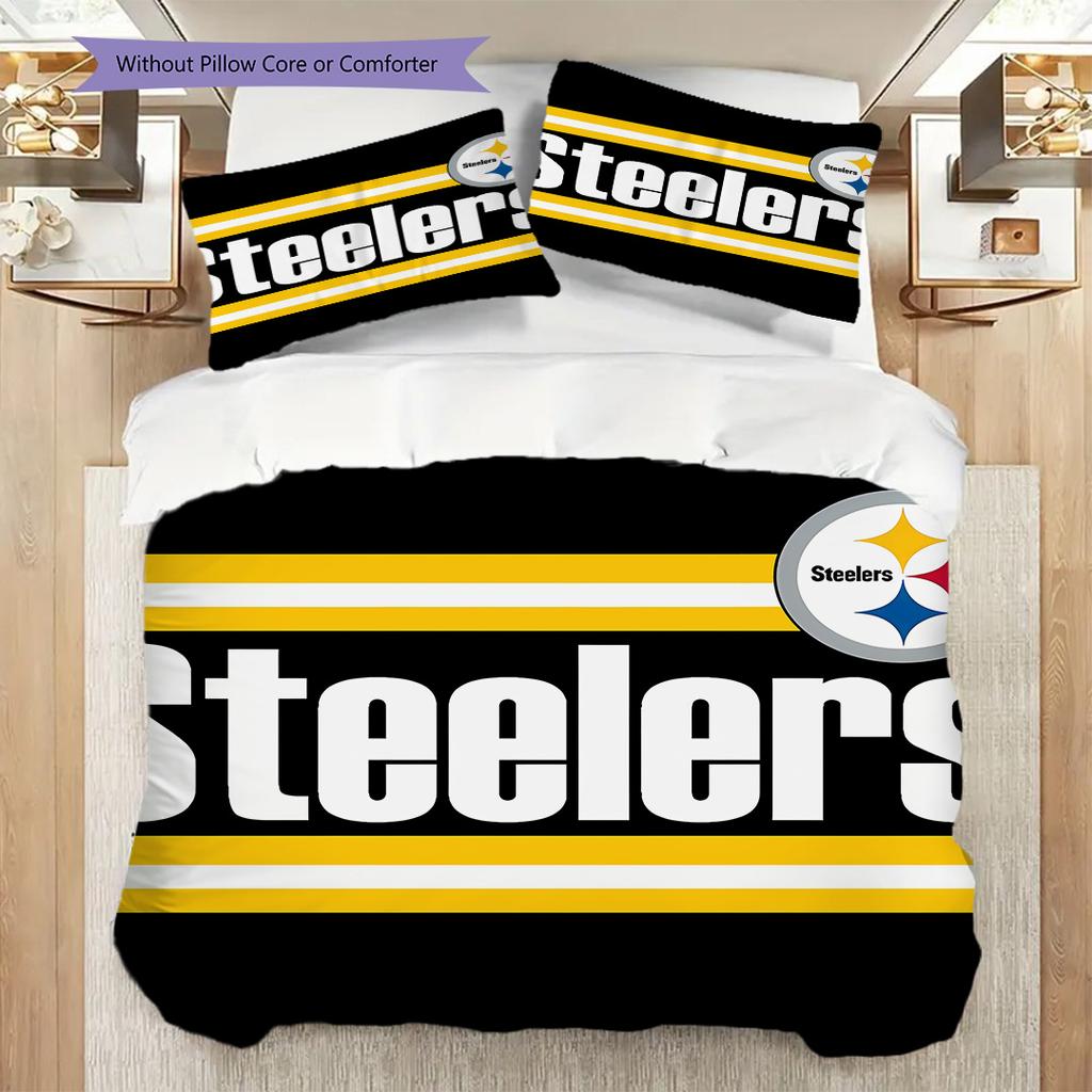 Pittsburgh Steelers Pattern Bedding Quilt Set Quilt Cover Pillowcase Home Decoration Birthday Gift (1 * duvet cover + 2 * pillowcase, without core)