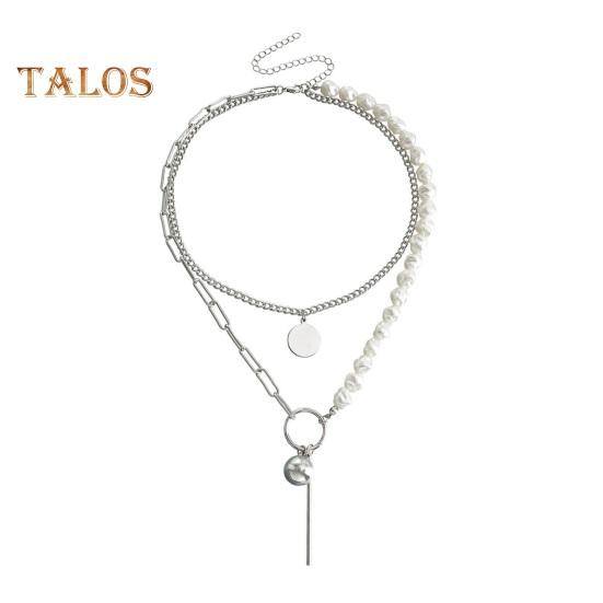 Многослойное ожерелье из искусственного барочного жемчуга для женщин, ожерелье из искусственного жемчуга с подвесками в виде цепочки, ювелирные изделия для жены и подруги