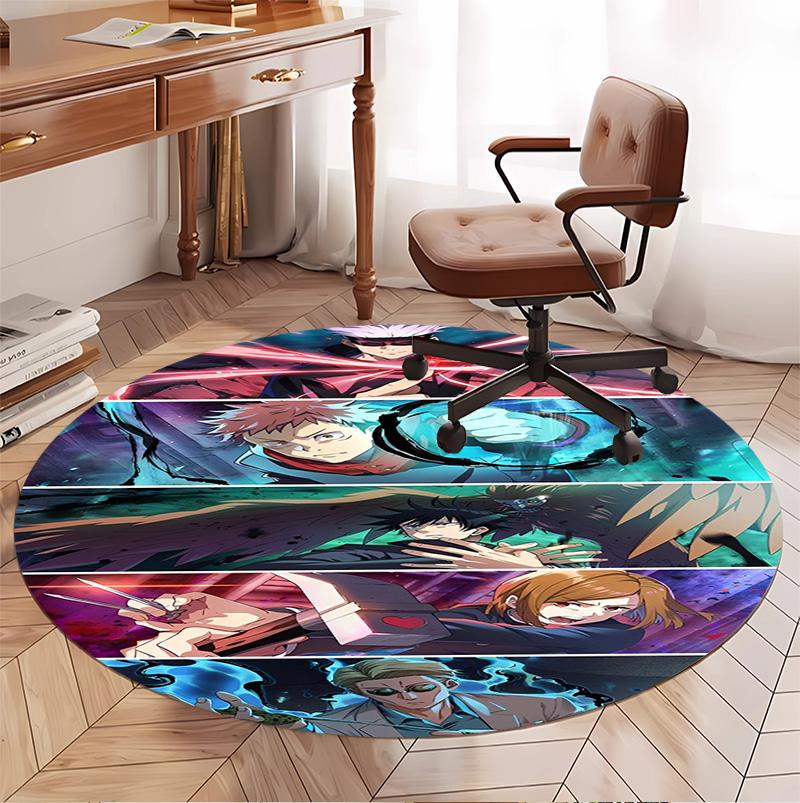 Круглый коврик с узором Jujutsu Kaisen, коврик для помещений/улицы, для пикника, игровой комнаты, спальни, офиса, гостиной, ковер для декора дома, подарок на день рождения