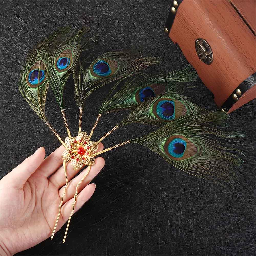 Headwear Hairstyle Design Tool Peacock Feather Hairpin Hair Accessories Ethnic Dance Hair Stick