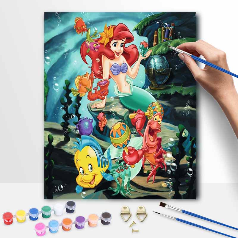 Disney Little Mermaid oil painting painting kit home bedroom wall decoration creative handmade gift