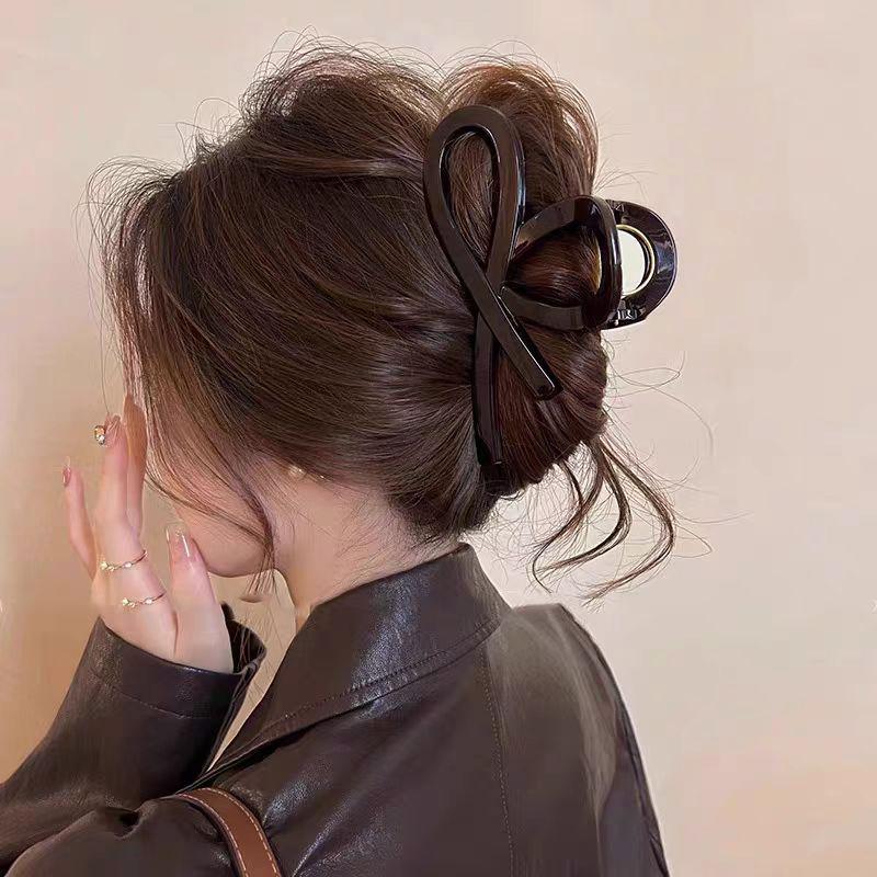 Шоколадно-коричневый высококлассный зажим-краб для волос, зажим-акула для женщин - новый аксессуар для волос 2025