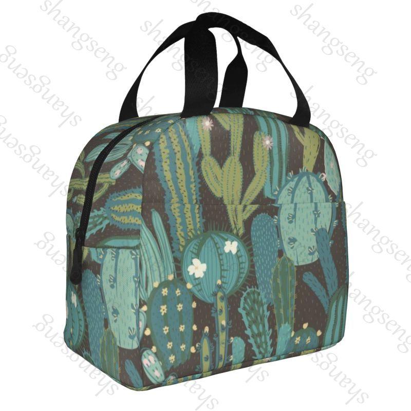 Cartoon cactus Lunch Bag Insulation Bento Pack Aluminum Foil Rice Bag Meal Pack Ice Pack Student Bento Lunch Handbag