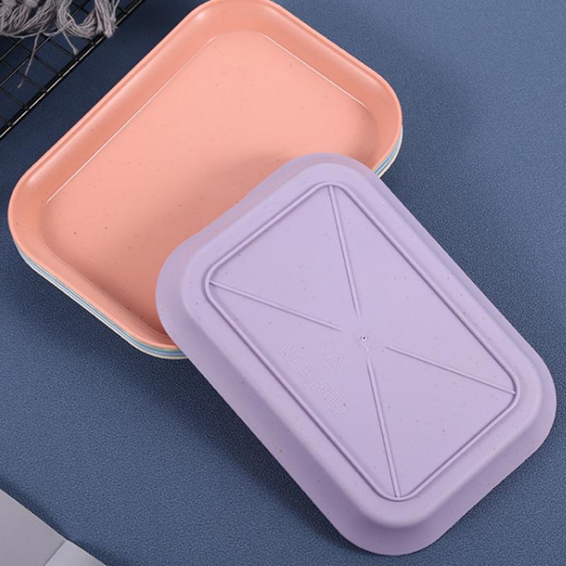 Поднос для хранения пшеничной соломы цвета конфет, тарелка для фруктов, закусок, настольный поднос для хранения всякой всячины, маленькая квадратная пластиковая тарелка, декоративные подносы