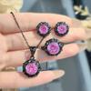 Мода Легкая Роскошь Шипы Сухая Роза Подвеска Ожерелье Фиолетовые Серьги-пусеты с Бриллиантами Высокой Углеродистости Кольцо с Морганитом Цветной Сокровищница Набор