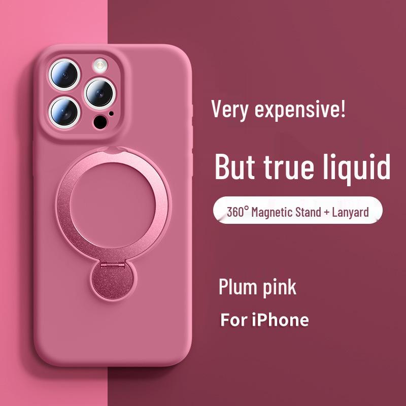 Чехол-подставка из жидкого силикона с магнитом для iPhone 15/16 Pro Max - Защитный чехол с полной покрытием