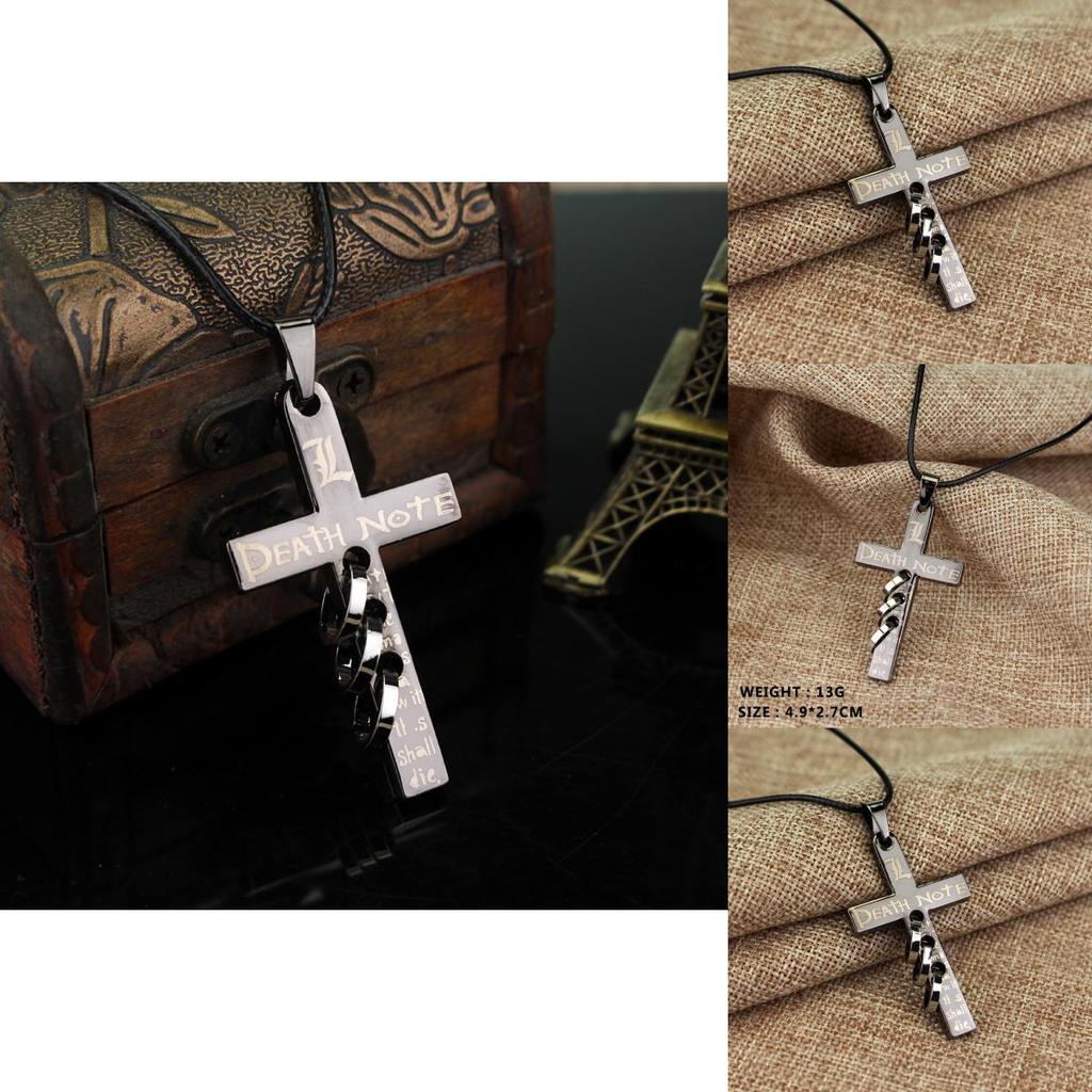 Anime Death Note Cross Pendant Necklace With Alloy Charm For Unisex Wear And Collectors