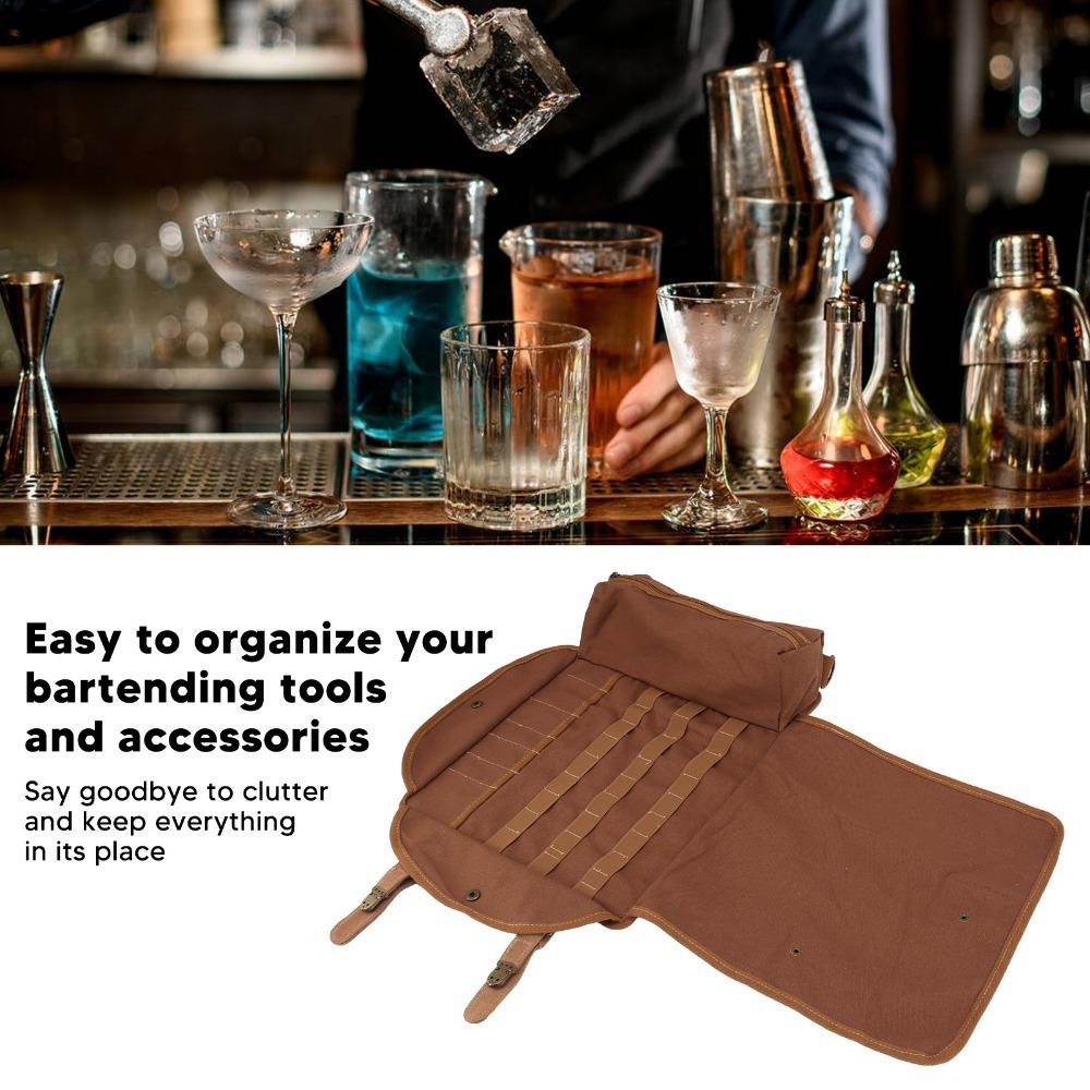 Portable Bartender Bag Canvas Travel Bartender Kit Bag Durable Bartending Tool Bag Outdoor Bar Use
