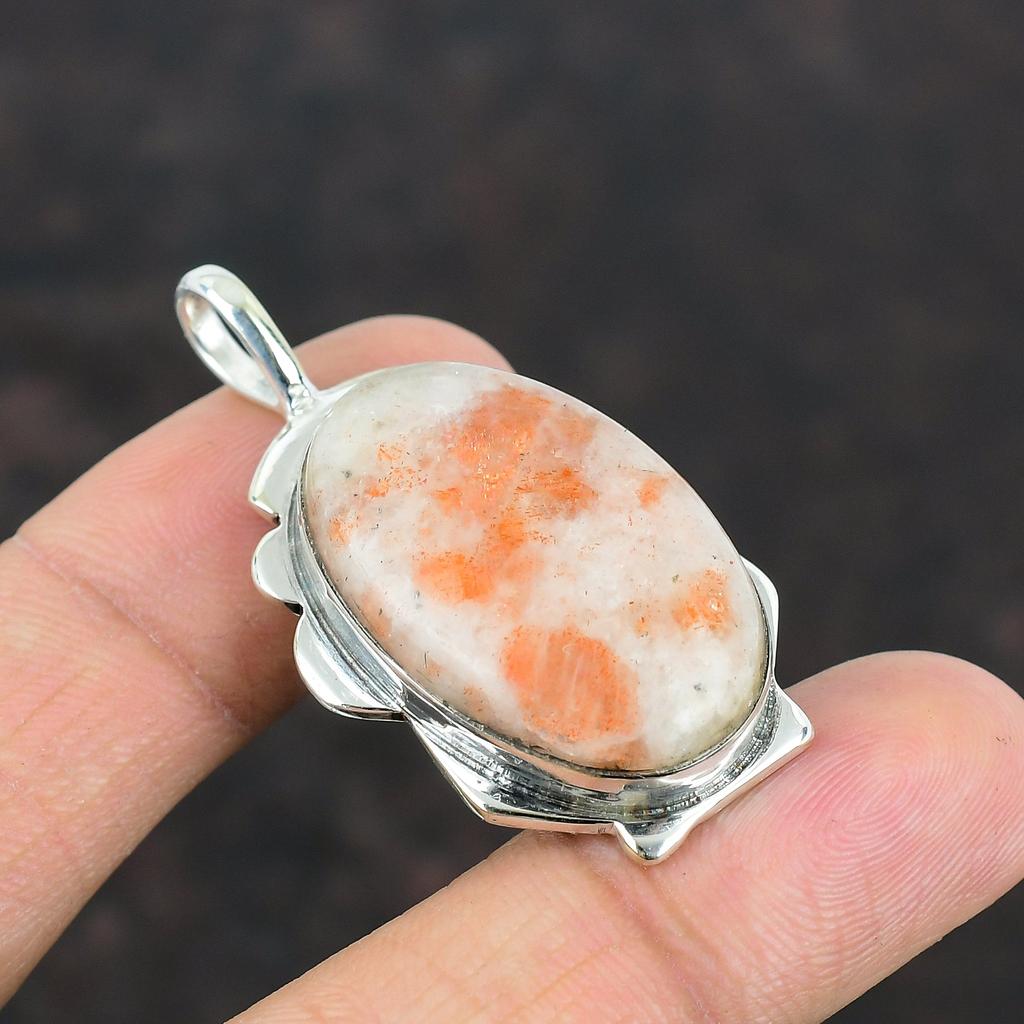 Кулон с солнечным камнем Уникальный кулон Кулон из стерлингового серебра 925 пробы Украшения с солнечным камнем Кулон ручной работы Кулон новейшего дизайна Подарок на помолвку