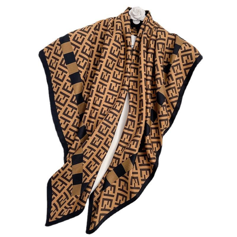 Шелковый твилл большой квадратный платок женский новый letter color matching scarf европейский и американский стиль шелковый платок 91 см большого размера платок на голову
