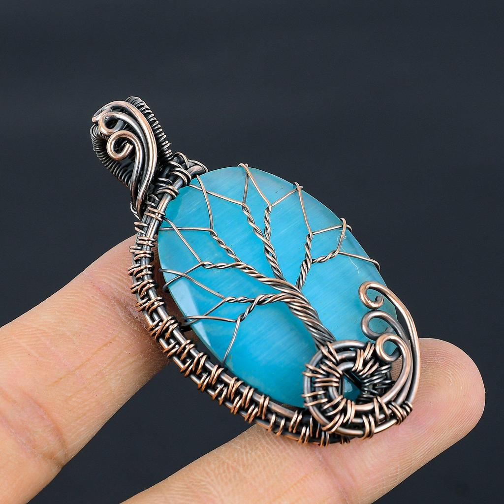 Tree Of Life Monalisa Pendant, 999 Copper Wire Wrapped Pendant Handmade Gemstone Jewelry, Gifts For Wife Brand New Pendant