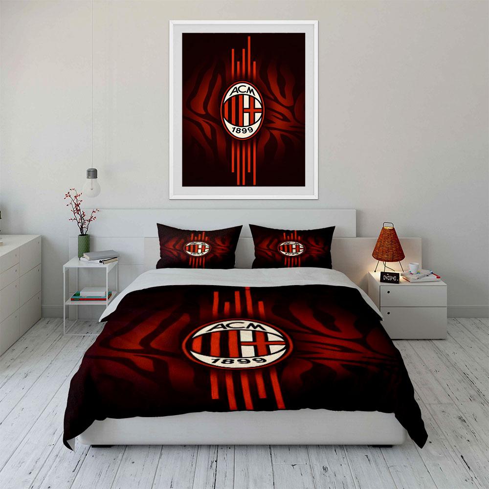 AC Milan logo, stripes. Bedding sets Duvet cover sets Duvet covers Pillowcases(1*Duvet Cover 2*Pillowcases without duvet insert)