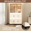 Foldable Plastic Wardrobe with 9 Magnetic Doors, 1 Clothes Rail, 6 Lockable Casters, 6 Coat Hangers, Storage for Bedroom, Children's Room