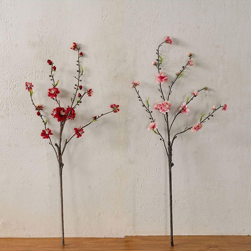 Шелковая ветка цветущей сливы с эффектом реального прикосновения 79 см Искусственный цветок Ветка искусственного персика Декор для сада на улице