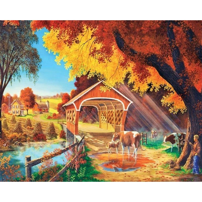 Алмазная вышивка Здания Пейзаж Набор для вышивки крестом Полная круглая алмазная живопись Мозаика Домашний декор