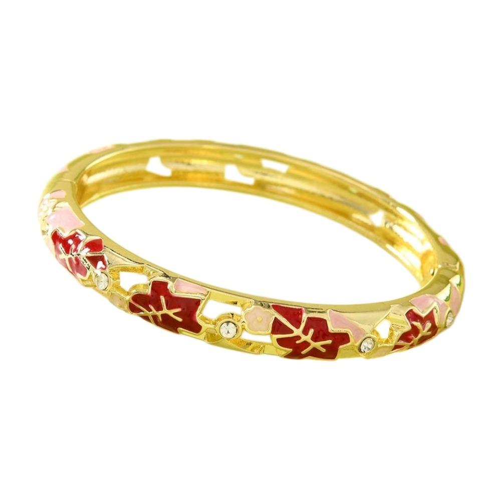 Traditional Vintage Cloisonne Bangle Big Floral Leaf Women's Hand Bracelet  Gifts for Women Girl