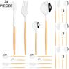 Gold 24Pcs Dinnerware Cutlery Set Knife Fork Coffee Spoon Tableware Set Mirror Stainless Steel Flatware Western Kitchen Silverware