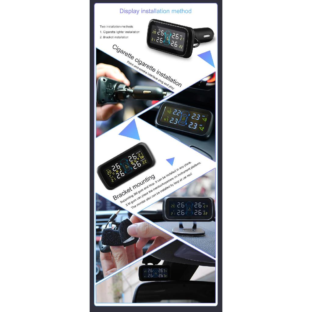 CAREUD TPMS U903 Wireless Tire Pressure Monitoring System 4 Mini External Sensor Battery Change LCD Screen Alarm Car TPMS Tool