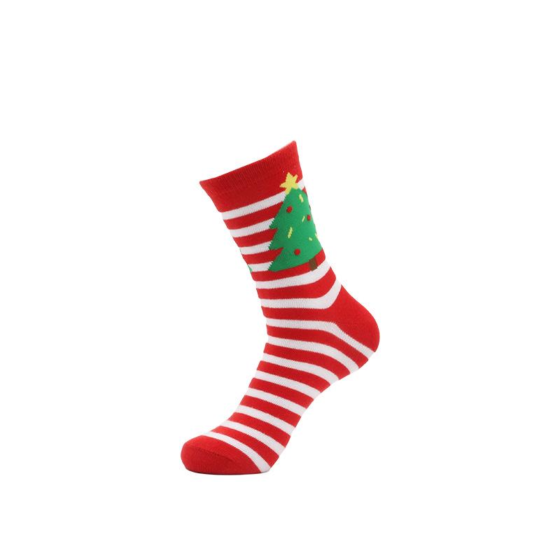 Женские рождественские гольфы до середины икры 2023 года - хлопковые носки с Санта-Клаусом для осени и зимы