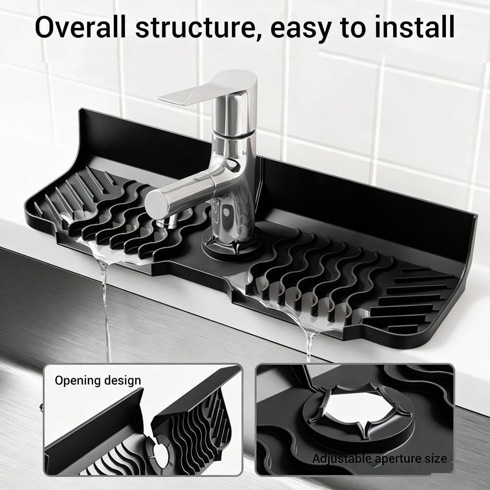 Grey Black Draining Drying Tray Silicone Sink Protector Draining Mat Home Supply
