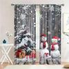 2pcs Christmas Snowman Tree Curtains Rod Pocket Curtain Perfect For Bedroom, Office, Kitchen, Living Room, Study & Home Decor