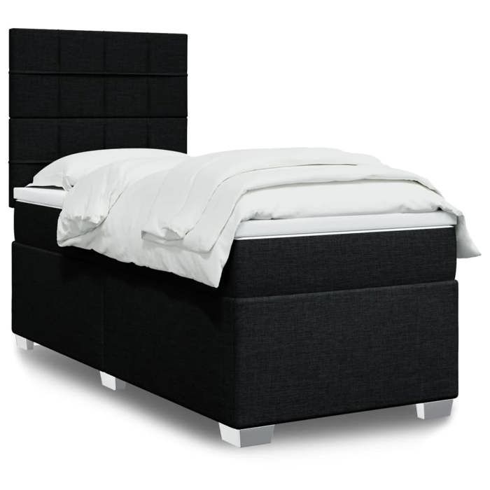 Maison Exclusive - Sommier à lattes de lit avec matelas Noir 90x200 cm Tissu