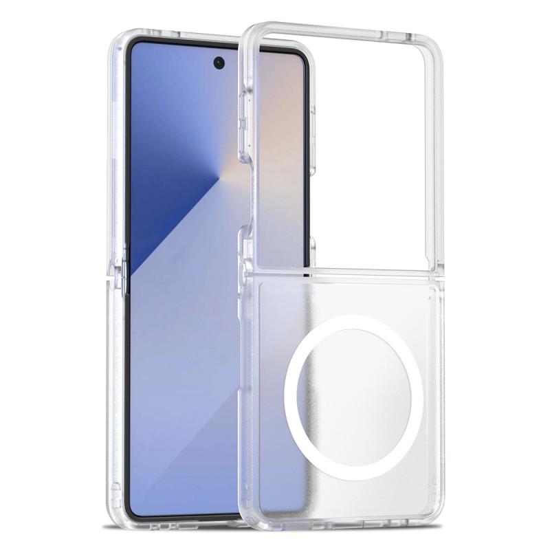Подходящий чехол-кожура для Z Flip 7, складывающийся вверх-вниз, магнитный, с ощущением кожи, полупрозрачный 6