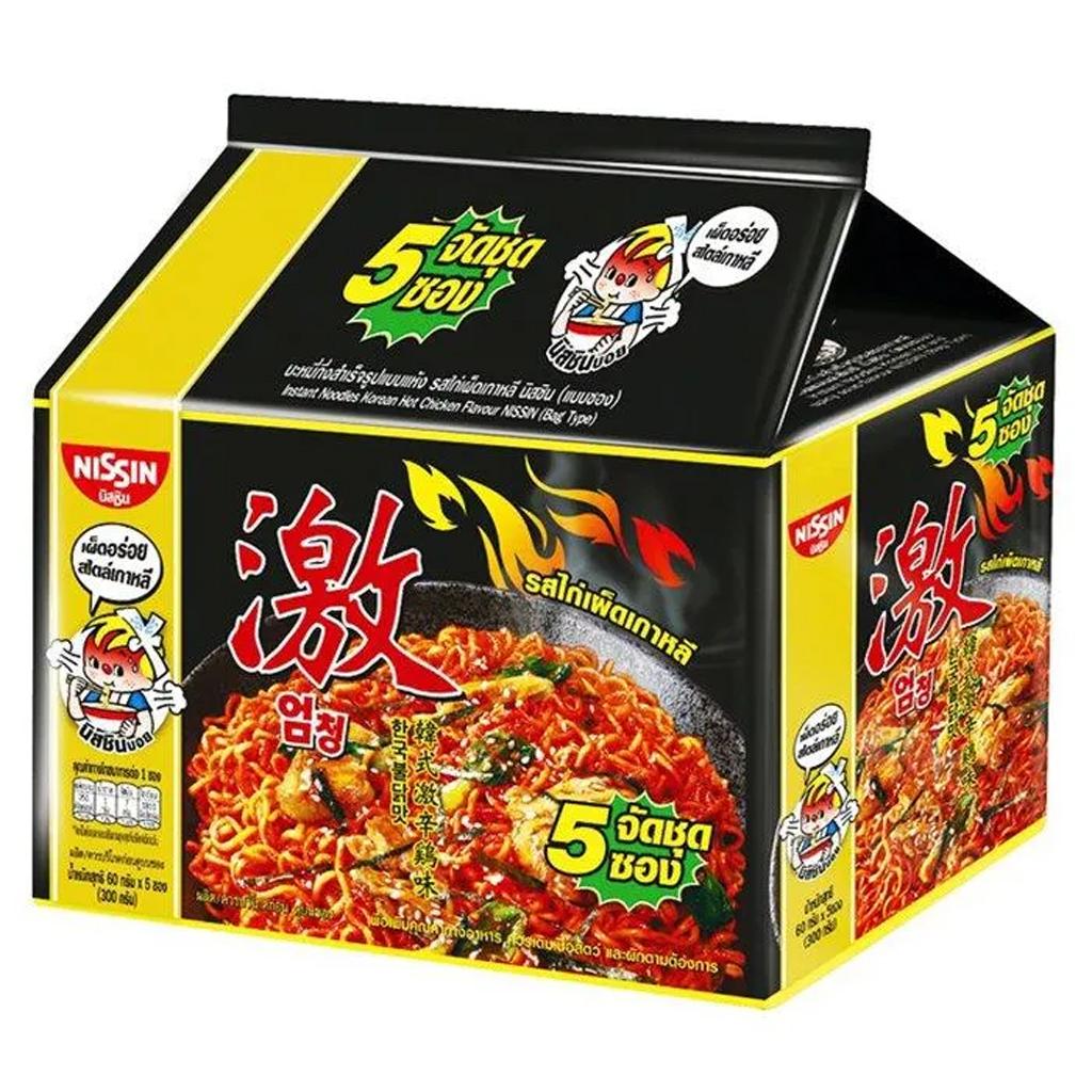 NISSIN Instant Noodles Premium Korean Hot Chilli Chicken Flavour (Dry Type) 60 G. X 5 / 10 / 15 / 20 Pcs