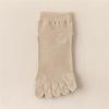 Women's Combed Cotton Five-Finger Socks, Breathable Mesh, Split Toe, Sports, Moisture-Wicking, Japanese Style, Mid-Tube for Summer & Autumn.