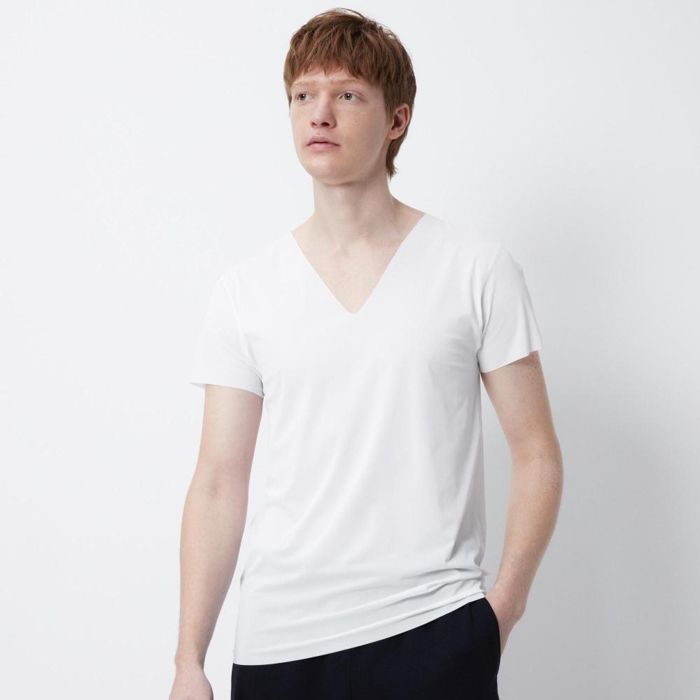 Uniqlo Футболка Airism с дезодорирующей сеткой и V-образным вырезом