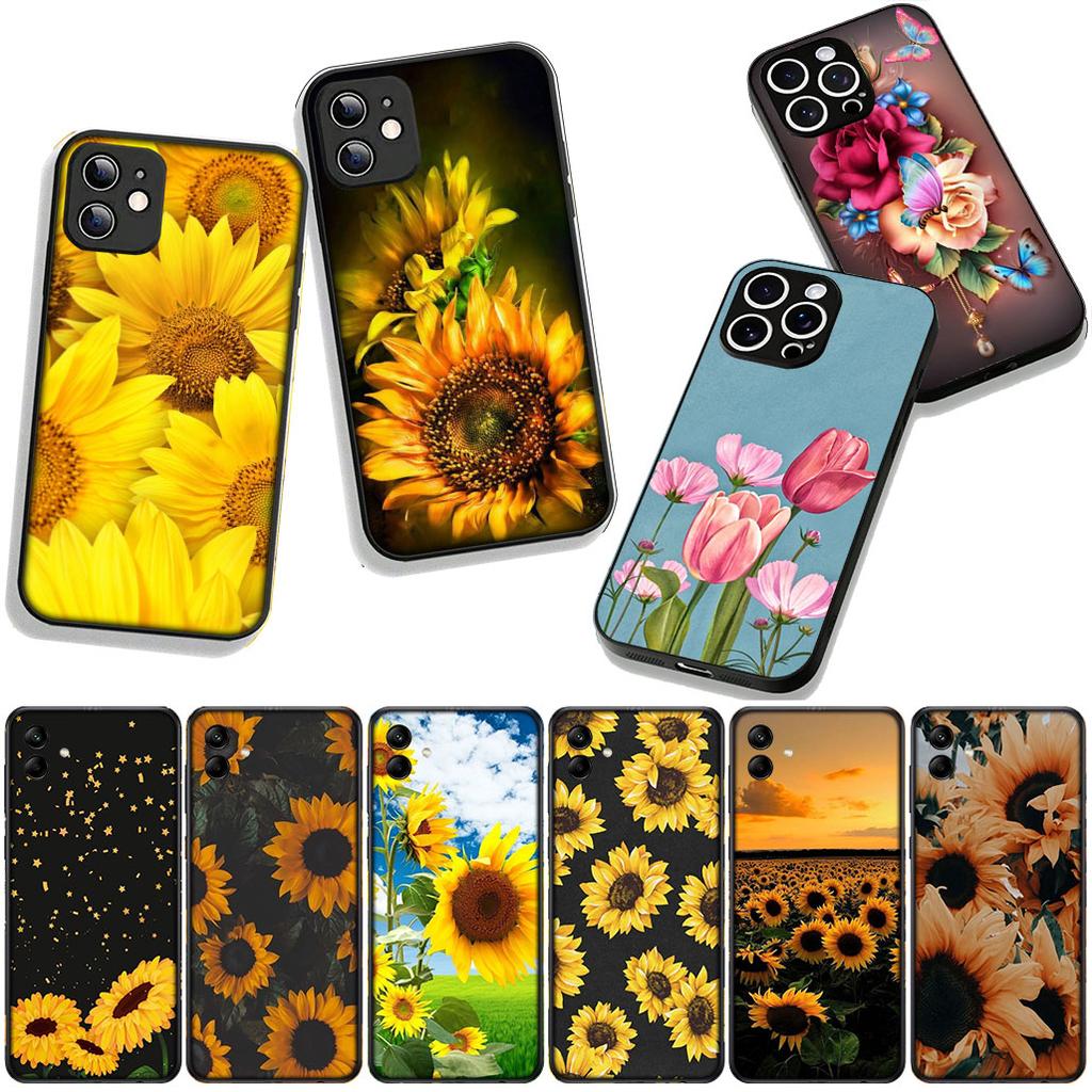 Cover Sunflower Flower Painted Yellow for Samsung Galaxy S25 S24 S22 S23 FE Ultra Plus A56 A05 A06 A15 A16 A55 S7 Edge Case
