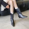 2025 Autumn and Winter New Square Head Flat Bottom Short Heel Temperament French Fashion Sexy Beautiful Women Short Boots Medium Boots