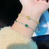 Wind Sweet Light Luxury Exquisite Emerald Bracelet High Sense Yellow Diamond Square Crystal Bracelet Jewelry Women
