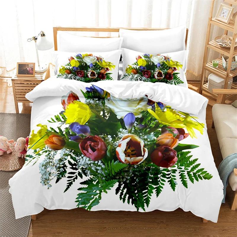 Tulip Quilt Cover 220X240 Duvet Cover Set Double Bed 200X200Cm 3D Flower King Bedding Sets Twin Size 3Pcs 2Pcs Single 140X210