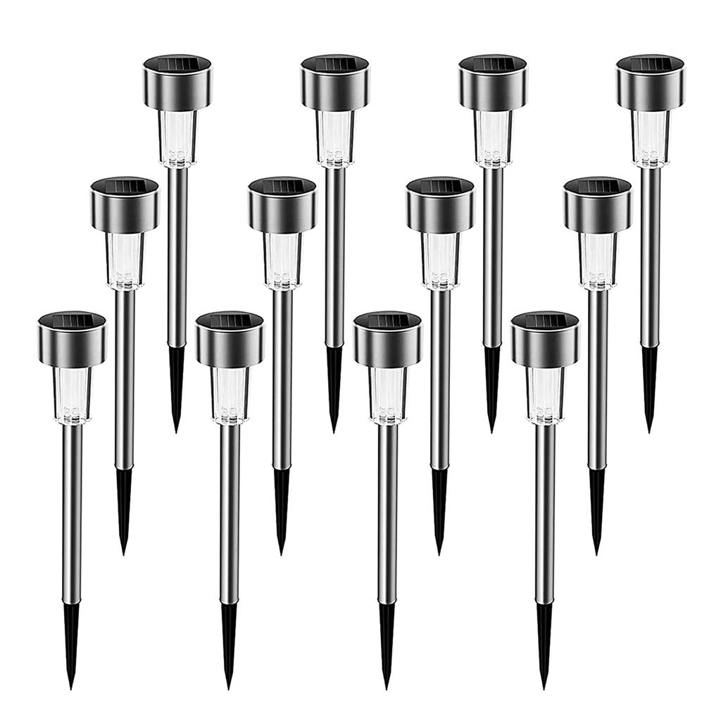 Set of 12 LED Garden Lights, Outdoor, Waterproof, Solar-Powered, Recessed, Light Sensor, Automatically Turns On At Night, Security, Solar Powered,