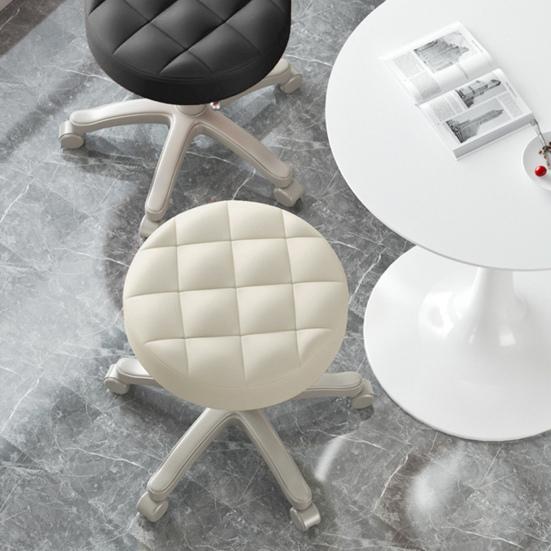 Табурет на колесиках с мягкой подушкой из искусственной кожи, регулируемой высотой, вращающийся на 360 градусов, без подлокотников, без спинки, для черчения, работы, СПА, салона, бара, кафе, домашнего табурета