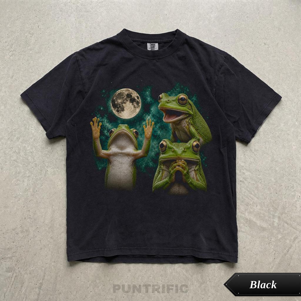 Funny Frogs Graphic Tee, Comfort Colors® Frogs Moon Humor Shirt, Vintage Frog Lover Gift, Dark Academia Grunge Tshirt, Cottagecore Frog