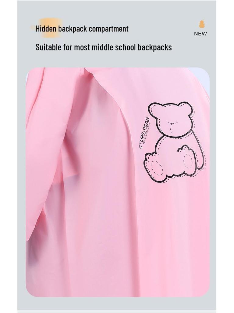 Плащ с двойным козырьком и чехлом для рюкзака для детей школьного возраста