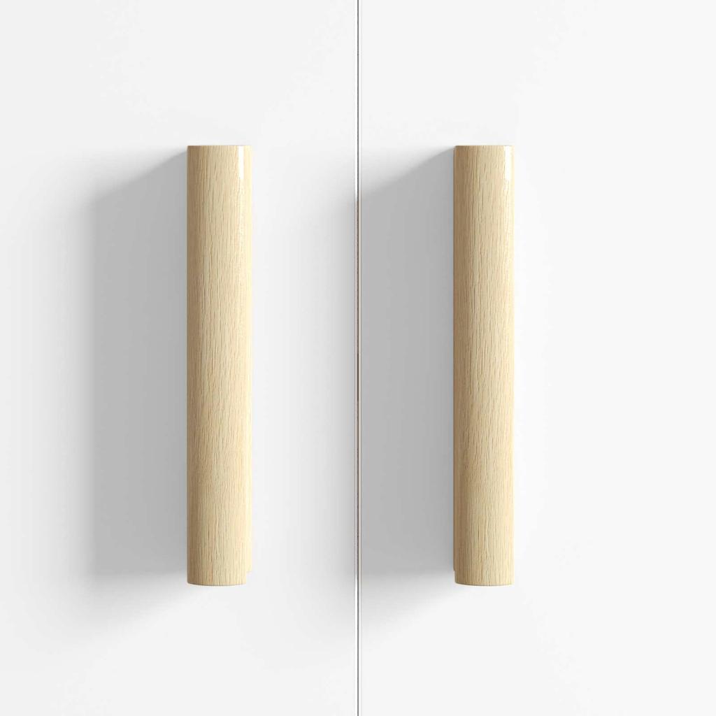 Straight Handle 2 pcs Natural Wood Color 130 x 25 x 30 mm